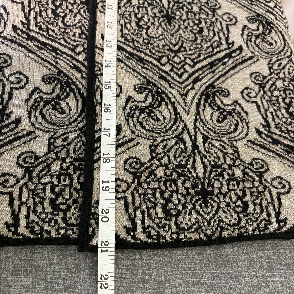 Chico's Seraphina Cardigan Size 0 Metallic Wool Black Gray Baroque Scroll - Picture 10 of 11